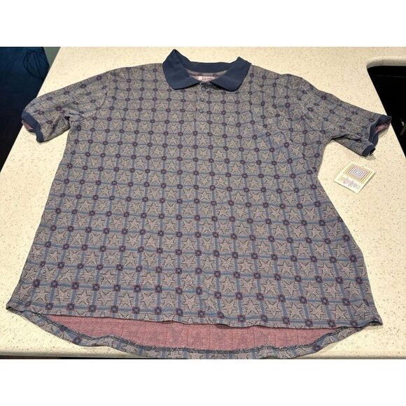 NWT Lularoe Men's Casual Bud PATRIOTIC Polo‎ Stars Short Sleeve Shirt Xxl - Picture 1 of 2